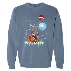 Guitar Santa Hat Christmas Tree Funny Music Loves Xmas Gift Garment-Dyed Sweatshirt