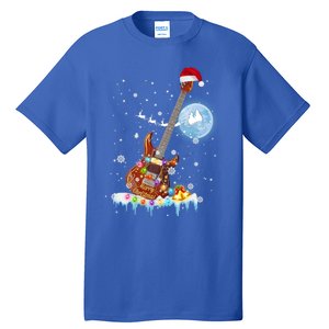 Guitar Santa Hat Christmas Tree Funny Music Loves Xmas Gift Tall T-Shirt