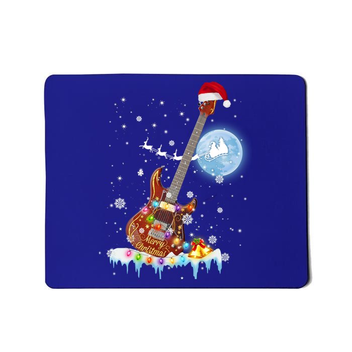 Guitar Santa Hat Christmas Tree Funny Music Loves Xmas Gift Mousepad