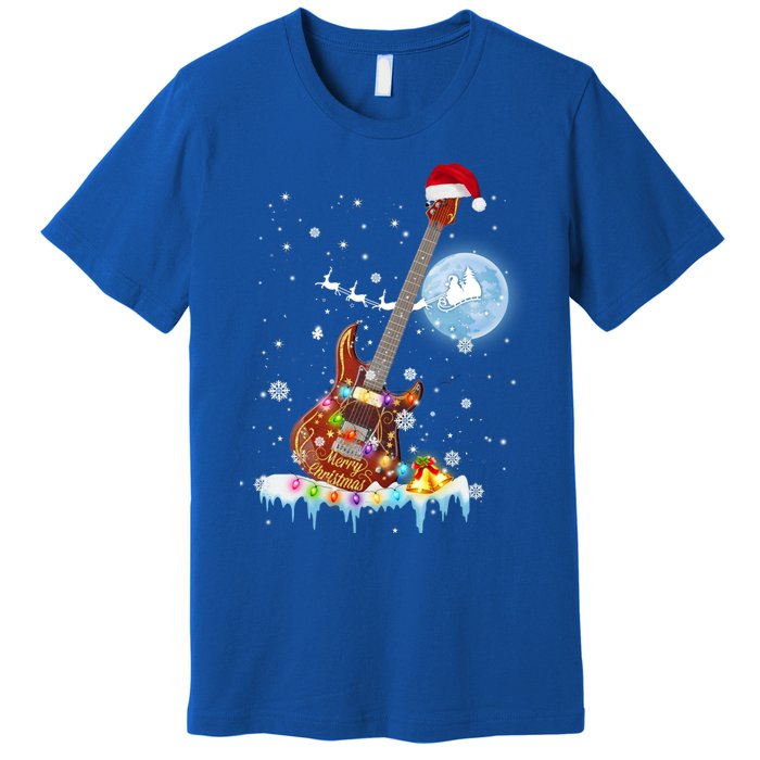 Guitar Santa Hat Christmas Tree Funny Music Loves Xmas Gift Premium T-Shirt