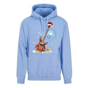 Guitar Santa Hat Christmas Tree Funny Music Loves Xmas Gift Unisex Surf Hoodie