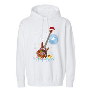 Guitar Santa Hat Christmas Tree Funny Music Loves Xmas Gift Garment-Dyed Fleece Hoodie