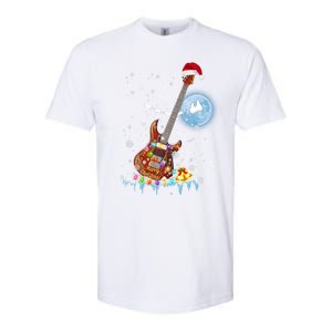 Guitar Santa Hat Christmas Tree Funny Music Loves Xmas Gift Softstyle CVC T-Shirt