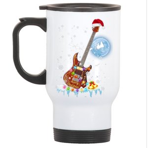 Guitar Santa Hat Christmas Tree Funny Music Loves Xmas Gift Stainless Steel Travel Mug