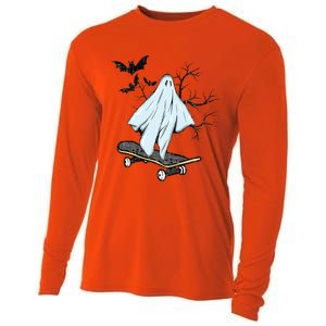 Ghost Skateboard Halloween Costume Adult And Art Skater Gift Cooling Performance Long Sleeve Crew