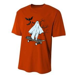 Ghost Skateboard Halloween Costume Adult And Art Skater Gift Performance Sprint T-Shirt