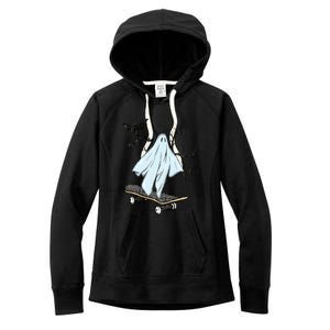 Ghost Skateboard Halloween Costume Adult And Art Skater Gift Women's Fleece Hoodie