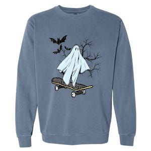 Ghost Skateboard Halloween Costume Adult And Art Skater Gift Garment-Dyed Sweatshirt