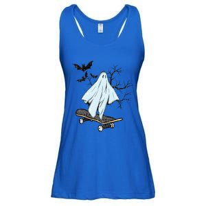 Ghost Skateboard Halloween Costume Adult And Art Skater Gift Ladies Essential Flowy Tank