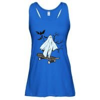 Ghost Skateboard Halloween Costume Adult And Art Skater Gift Ladies Essential Flowy Tank