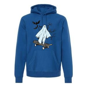 Ghost Skateboard Halloween Costume Adult And Art Skater Gift Premium Hoodie