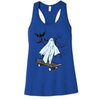 Ghost Skateboard Halloween Costume Adult And Art Skater Gift Women's Racerback Tank