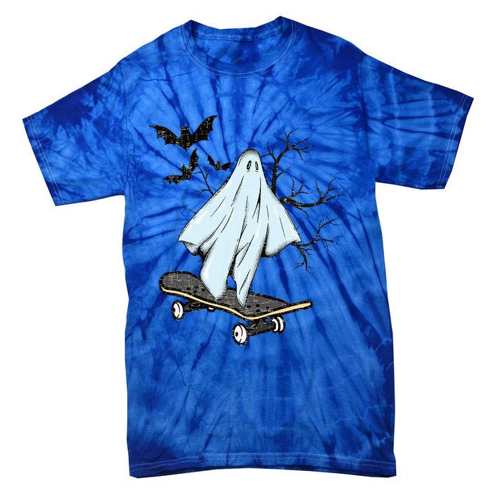 Ghost Skateboard Halloween Costume Adult And Art Skater Gift Tie-Dye T-Shirt