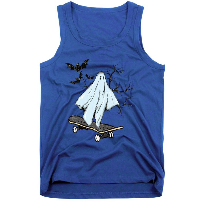 Ghost Skateboard Halloween Costume Adult And Art Skater Gift Tank Top