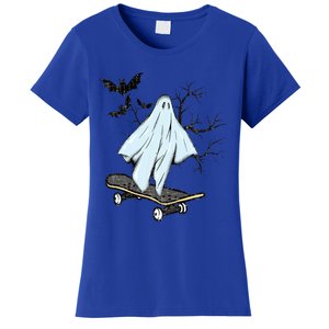 Ghost Skateboard Halloween Costume Adult And Art Skater Gift Women's T-Shirt