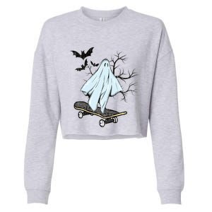 Ghost Skateboard Halloween Costume Adult And Art Skater Gift Cropped Pullover Crew