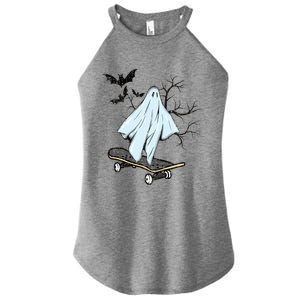 Ghost Skateboard Halloween Costume Adult And Art Skater Gift Women's Perfect Tri Rocker Tank