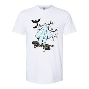 Ghost Skateboard Halloween Costume Adult And Art Skater Gift Softstyle CVC T-Shirt