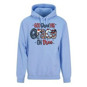 God Shed His Grace On Thee 4th Of July Groovy Patriotic Unisex Surf Hoodie