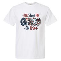 God Shed His Grace On Thee 4th Of July Groovy Patriotic Garment-Dyed Heavyweight T-Shirt