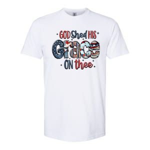 God Shed His Grace On Thee 4th Of July Groovy Patriotic Softstyle CVC T-Shirt