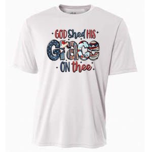 God Shed His Grace On Thee 4th Of July Groovy Patriotic Cooling Performance Crew T-Shirt