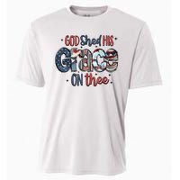 God Shed His Grace On Thee 4th Of July Groovy Patriotic Cooling Performance Crew T-Shirt