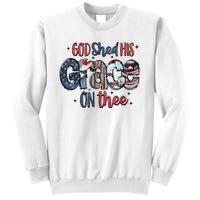 God Shed His Grace On Thee 4th Of July Groovy Patriotic Sweatshirt