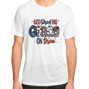 God Shed His Grace On Thee 4th Of July Groovy Patriotic Adult ChromaSoft Performance T-Shirt