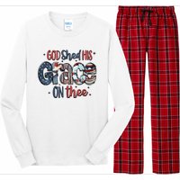 God Shed His Grace On Thee 4th Of July Groovy Patriotic Long Sleeve Pajama Set