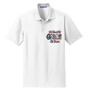 God Shed His Grace On Thee 4th Of July Groovy Patriotic Dry Zone Grid Polo