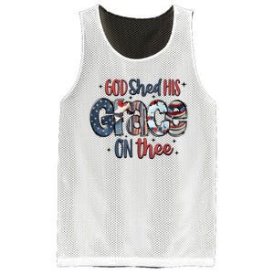 God Shed His Grace On Thee 4th Of July Groovy Patriotic Mesh Reversible Basketball Jersey Tank