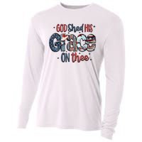 God Shed His Grace On Thee 4th Of July Groovy Patriotic Cooling Performance Long Sleeve Crew