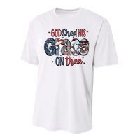 God Shed His Grace On Thee 4th Of July Groovy Patriotic Performance Sprint T-Shirt