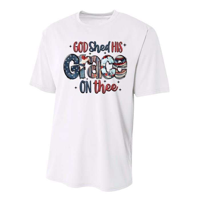 God Shed His Grace On Thee 4th Of July Groovy Patriotic Performance Sprint T-Shirt