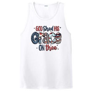 God Shed His Grace On Thee 4th Of July Groovy Patriotic PosiCharge Competitor Tank