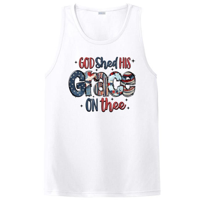 God Shed His Grace On Thee 4th Of July Groovy Patriotic PosiCharge Competitor Tank