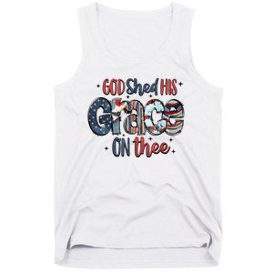 God Shed His Grace On Thee 4th Of July Groovy Patriotic Tank Top