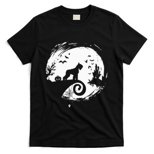 Giant Schnauzer Halloween Costume Moon Silhouette Creepy T-Shirt