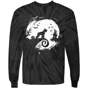 Giant Schnauzer Halloween Costume Moon Silhouette Creepy Tie-Dye Long Sleeve Shirt