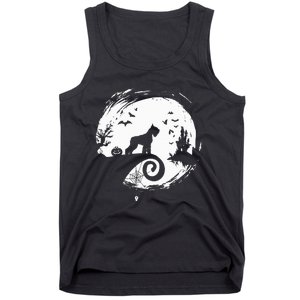 Giant Schnauzer Halloween Costume Moon Silhouette Creepy Tank Top