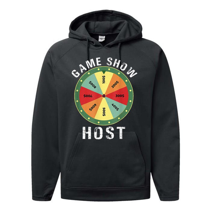 Game Show Host Trivia Board Game Night Questions Vintage Performance Fleece Hoodie