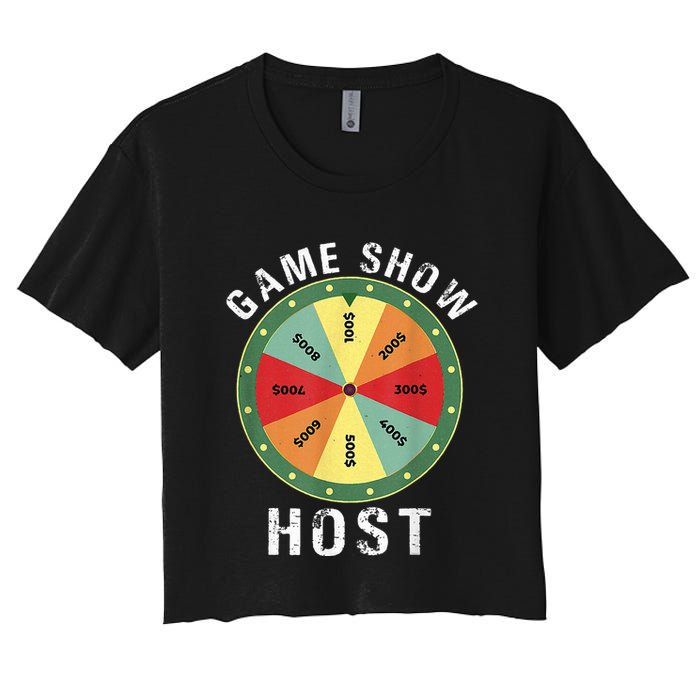 Game Show Host Trivia Board Game Night Questions Vintage Crop Top