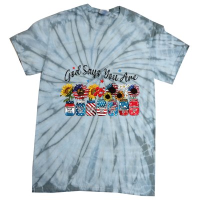 God Shed His Grace On Thee 4th Of July Sunflowers Patriotic Tie-Dye T-Shirt