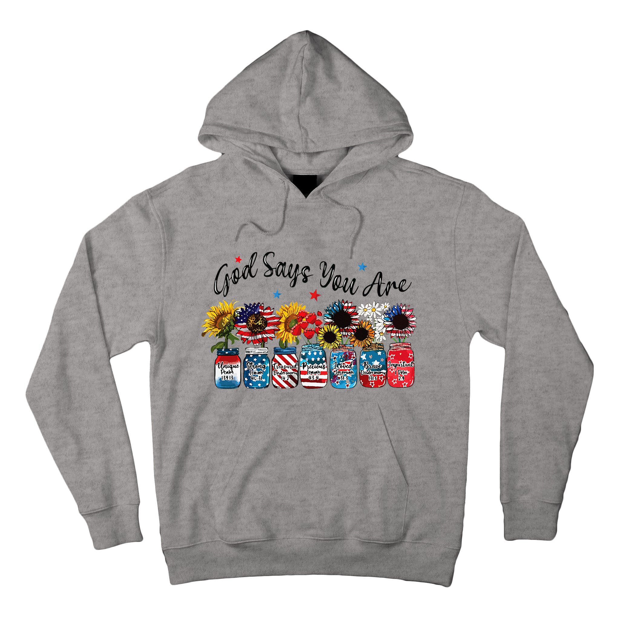 God Shed His Grace On Thee 4th Of July Sunflowers Patriotic Tall Hoodie