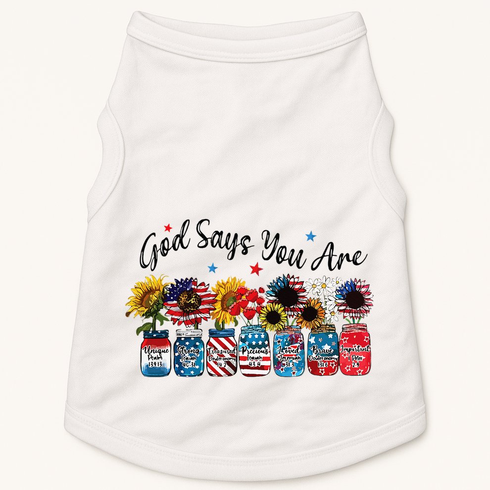 God Shed His Grace On Thee 4th Of July Sunflowers Patriotic Doggie Tank
