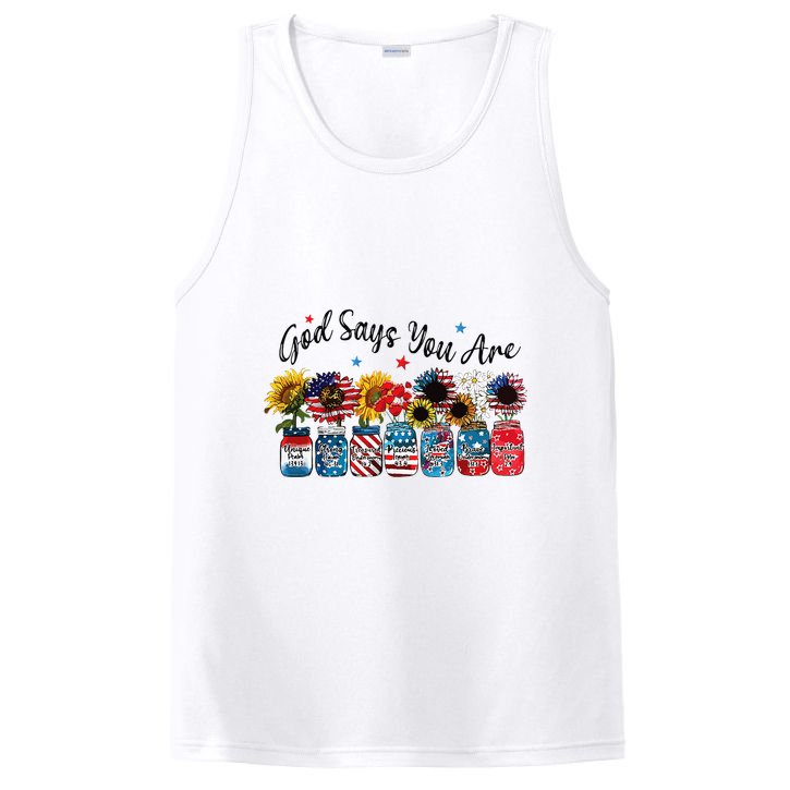 God Shed His Grace On Thee 4th Of July Sunflowers Patriotic PosiCharge Competitor Tank
