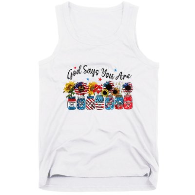 God Shed His Grace On Thee 4th Of July Sunflowers Patriotic Tank Top
