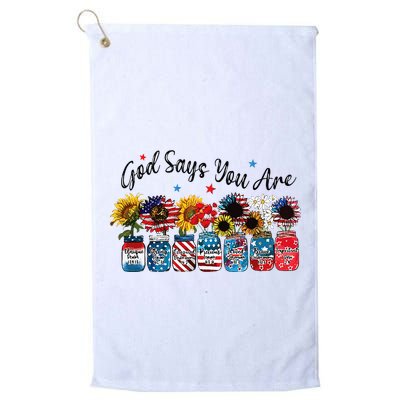 God Shed His Grace On Thee 4th Of July Sunflowers Patriotic Golf Towel