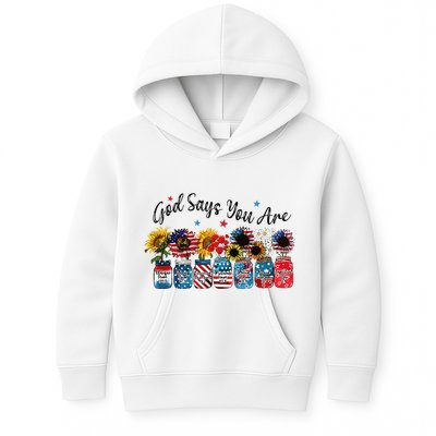 God Shed His Grace On Thee 4th Of July Sunflowers Patriotic Kids Hoodie